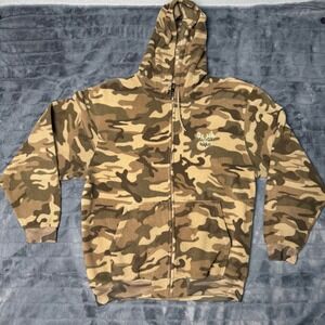 RedHead Mens Camo Fleece Full Zip Hoodie Large Brown Tan Hunting 1856 Fleece